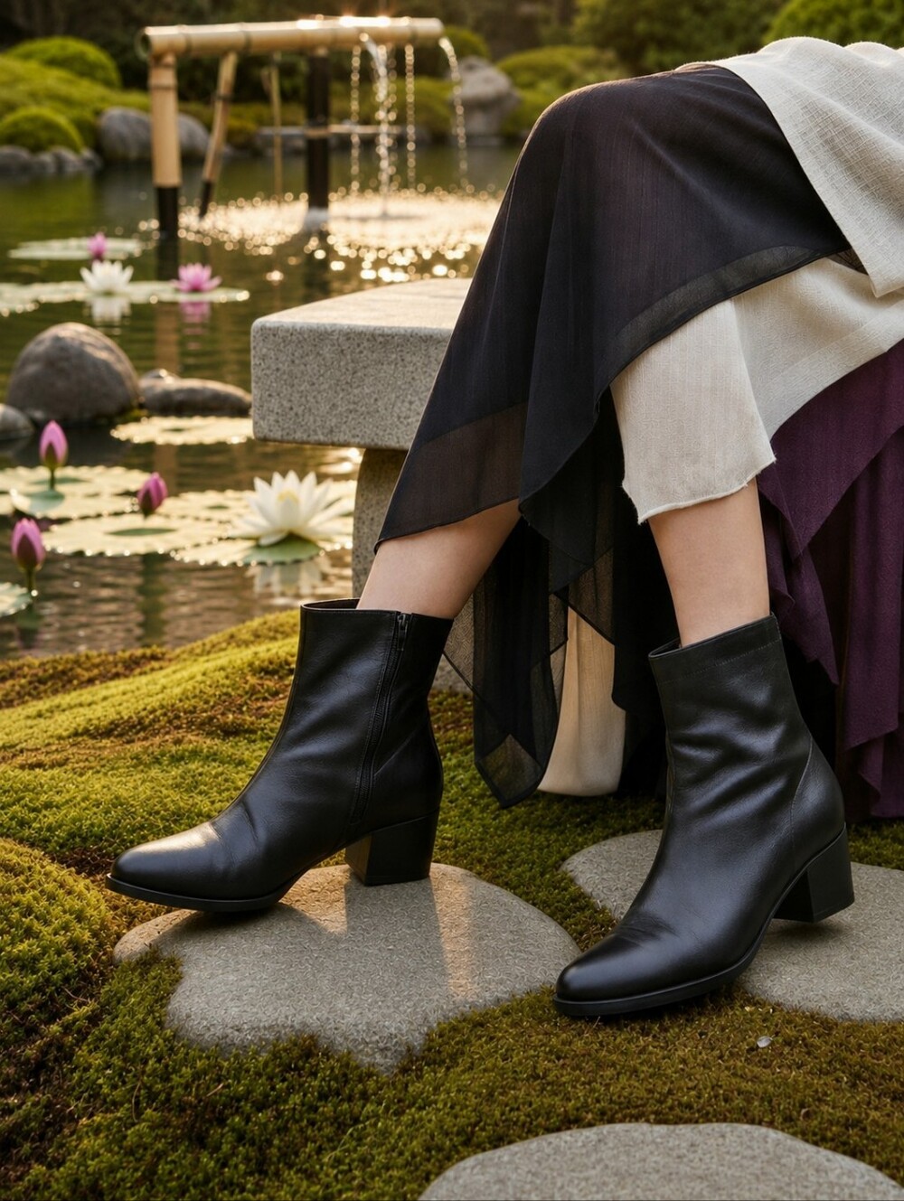 Rag & Bone Newbury Black Leather Ankle Booties 4" Block Heel Back Zip Boots Y2K